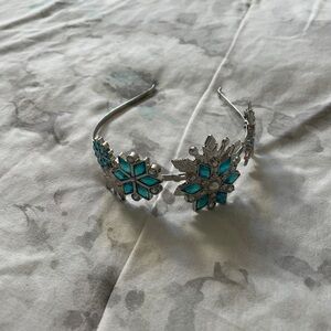 Silver and Blue Snowflake Headband